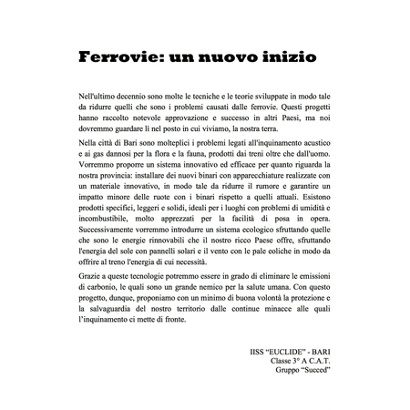 Ferrovie: un nuovo inizio